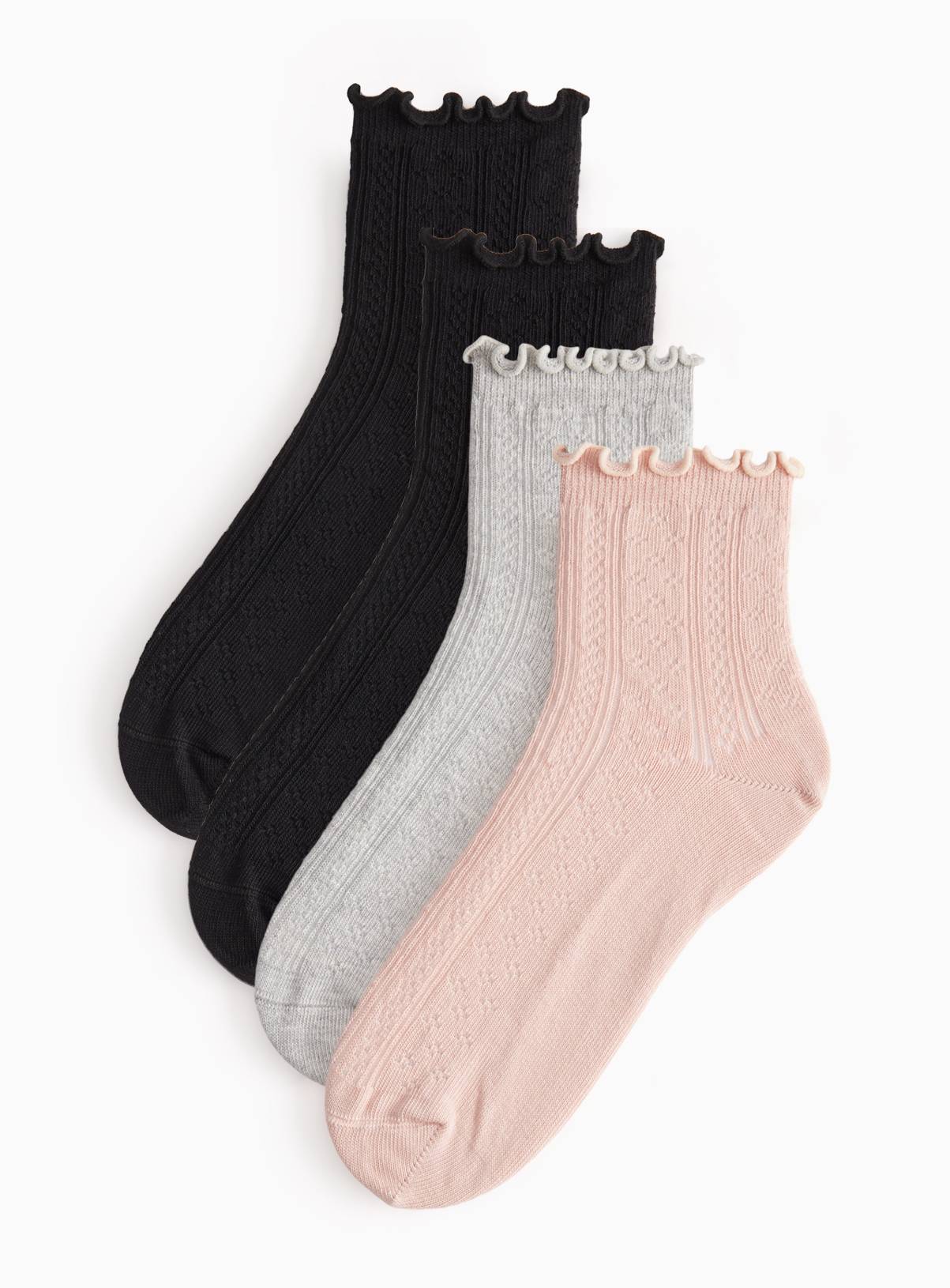 Pink, Grey, Charcoal & Cream Ankle Socks 4-Pack 6-8 - Image 1